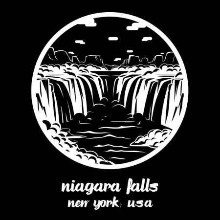 Circle Icon Niagara Falls America. Vector illustrationのイラスト素材