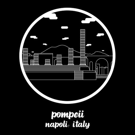 Circle Icon Pompeii. Vector illustrationのイラスト素材
