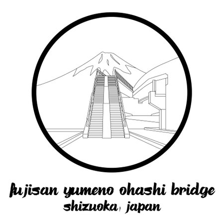 Circle Icon Fujisan Yumeno Ohashi Bridge. Vector illustrationのイラスト素材