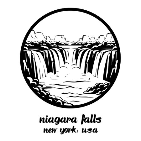 Circle Icon Niagara Falls America. Vector illustrationのイラスト素材