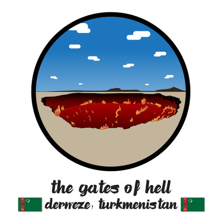 Circle Icon The Gates of Hell. Vector illustrationのイラスト素材
