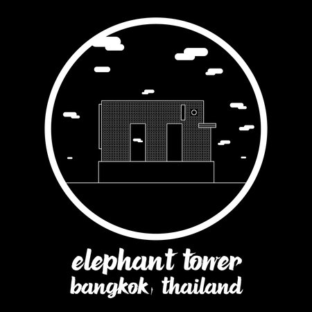 Circle Icon Elephant Tower. Vector Illustrationのイラスト素材