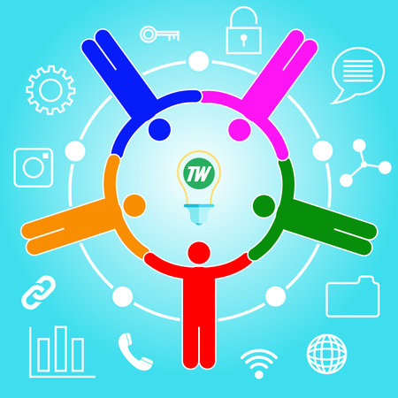 Circle of Collaboration Teamwork Concept. Vector illustrationのイラスト素材