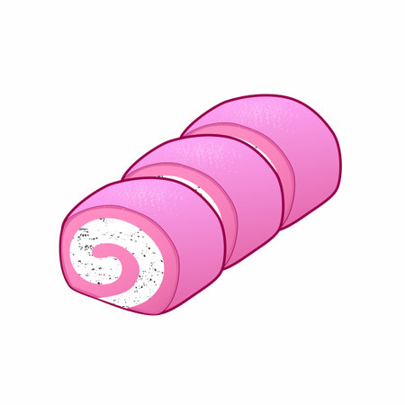illustration of a pre-cut roll cakeのイラスト素材