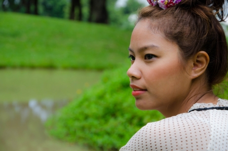 Thai Beautiful Plump Girl,University Studentの写真素材