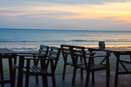 restaurant at the beach with twilight atmosphere