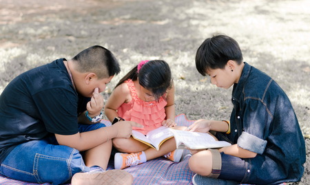 children have high intention in learning new thingsの写真素材