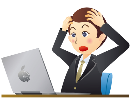 Surprised businessman looking at laptop pcのイラスト素材