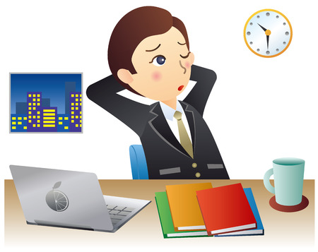 Businessman working overtime at the officeのイラスト素材