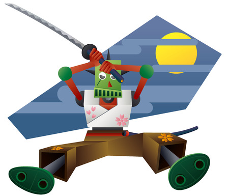 Samurai robot with a Japanese swordのイラスト素材