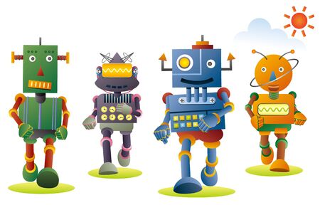Lovely robots jogging for good healthyのイラスト素材