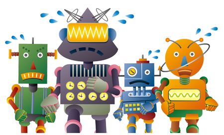 Lovely robot characters running marathonのイラスト素材