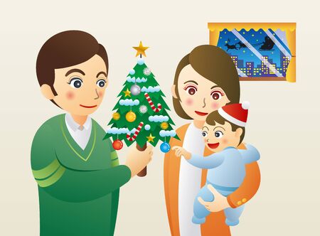 Merry Christmas! Happy Holidays for Parents and Children Together.のイラスト素材