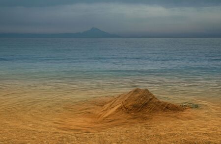  	Halkidiki, Greece with mount Athos on backgroundの写真素材