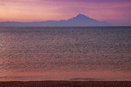 Mount Athos, sunset, Greeceの写真素材