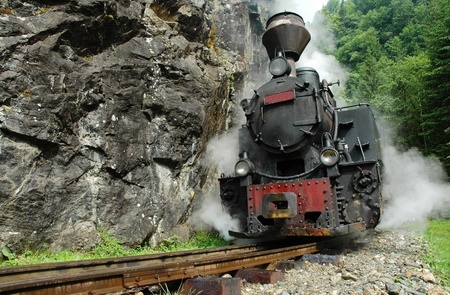 Functional steam locomotive. Vaser valley, Maramures county, Romania 