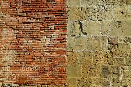 Old wall with bricks and stones. Pisa, Italy の写真素材