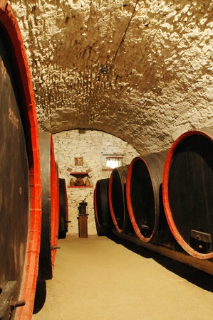 Barrels in a wine-cellar. Transylvania, Romania 