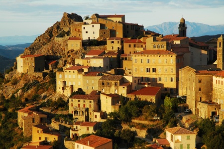 Late afternoon lights in Speloncato village, Corsicaの写真素材