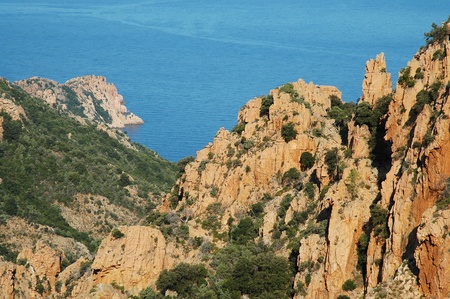 E Calanque di Piana, granite rocks, UNESCO heritage, Corsica, Franceの写真素材