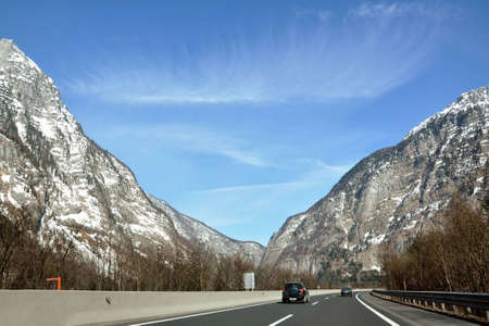 Mountain highway in the beautiful austrian Alpsの写真素材