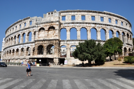 PULA, CROATIA - 15 JULY: Toursits visits the Amphitheather, during the Pula International Theater Festival, on 15 July, 2012 in Pula, Croatiaのeditorial素材