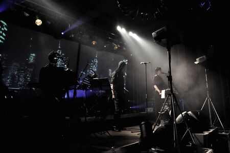 CLUJ NAPOCA - JUNE 6: Industrial rock band Laibach, performs live on the stage in Hotel Continental...