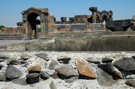 The ruins of Zvarnots cathedral, Echmiadzin, Armeniaの写真素材