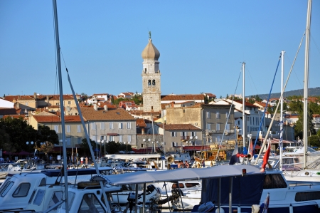 KRK, CROATIA â AUGUST 1: The harbour of the beautiful town of  Krk, on  August 1, 2012 in Croatia. Krk is one of the most visited towns in Croatiaのeditorial素材