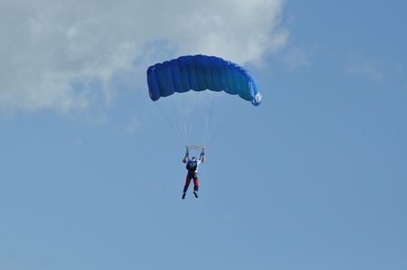 Parachutists flying in the air at the Romanian Air Fest on May 18, 2013 in Cluj Napoca, Romaniaのeditorial素材