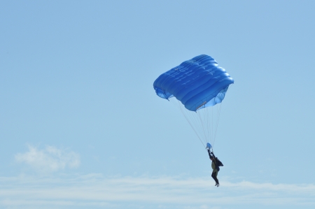 Parachutists flying in the air at the Romanian Air Fest on May 18, 2013 in Cluj Napoca, Romania