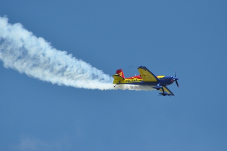 CLUJ NAPOCA, ROMANIA, MAY 18, 2013 - Romanian Aerobatic Team performs a flight on the Romanian Air Festのeditorial素材