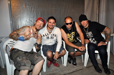 CLUJ-NAPOCA - JULY 19  Ganxsta Zolee and the Kartel hip hop band from Hungary during the press...