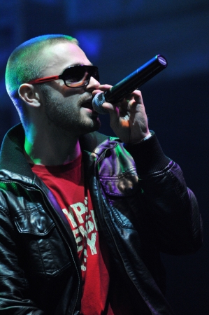 CLUJ-NAPOCA - JULY 21  Rotfront  Emigranstki Republic  band from Berlin, Germany performs live on the stage at the Peninsula   Felsziget Music Festival  On July 21, 2013 in Cluj Napoca, Romania のeditorial素材