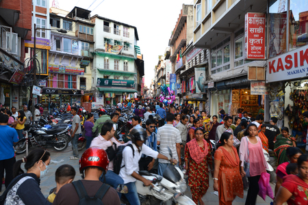 PATAN - SEPT 28   Nepali people enjoying the first day of Dashain festival on the streets of the Unesco city of Patan, the old capital of the Kingdom of Nepal  On Sept 28, 2013 in Kathmandu, Nepal のeditorial素材