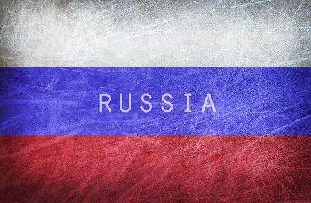 The flag of Russia on a grunge postcard の写真素材
