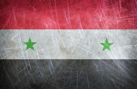 The flag of Syria  Vintage postcard の写真素材