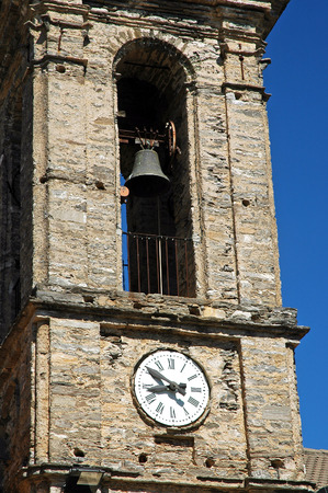 Clock and bell tower in Pietraserena, Corsica