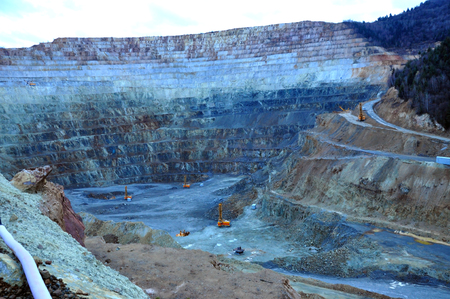 Open pit gold mine in Rosia Montana, Romaniaの写真素材