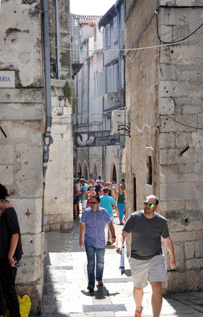 SPLIT CROATIA  AUGUST 26: Unidentified tourists visiting the Palace of the Roman Emperor Diocletianus in the Unesco heritage city of Split. On 26 August 2014 in Split Croatiaのeditorial素材