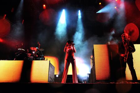 BONTIDA - JUNE 26, 2015: The Parov Stelar Band performs live at the main stage of the Electric Castle Festival at June 26, 2015 in the Banffy castle in Bontida, Romaniaのeditorial素材