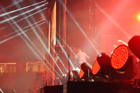 CLUJ NAPOCA, ROMANIA  JULY 31, 2015: Romanian band Subcarpati performs a live concert on the Main stage at the Untold Festival in the front of a crowd of peopleのeditorial素材