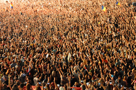 CLUJ NAPOCA, ROMANIA  AUGUST 2, 2015: Dj David Guetta performs a live show at the Untold Festival inのeditorial素材