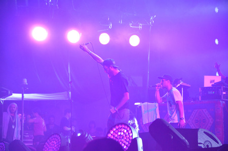 CLUJ NAPOCA, ROMANIA  JULY 31, 2015: Romanian band Subcarpati performs a live concert on the Main stage at the Untold Festival in the front of a crowd of peopleのeditorial素材