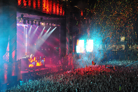 CLUJ NAPOCA, ROMANIA  AUGUST 2, 2015: Dj David Guetta performs a live show at the Untold Festival inのeditorial素材