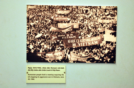 HO CHI MINH - MARCH 7: Picture of Romanian people protesting against US aggressors in the War Remnants Museum in Saigon. On March 7, 2013 in Saigon, Vietnamのeditorial素材