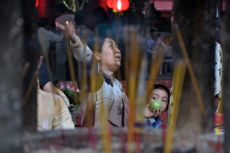 HO CHI MINH, VIETNAM - FEBRUARY 18, 2013: The Jade Emperor Pagoda, also known as Tortoise Pagoda was built by the Chinese Tao community in 1909のeditorial素材