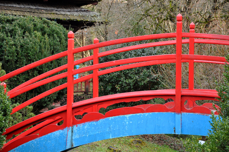 Red Japanese bridgeの写真素材