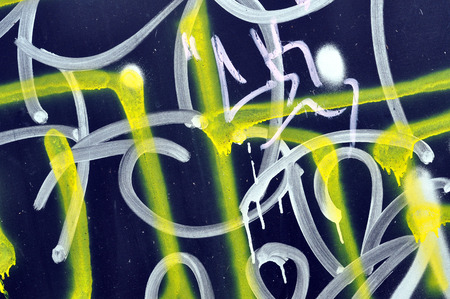 CLUJ-NAPOCA, ROMANIA - FEBRUARY 28, 2016: A wall was vandalized and painted with graffiti by young skaters in the Skate Park of Cluj Napocaのeditorial素材