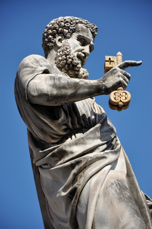 Statue of Saint Peter holding a key. Vatican cityの写真素材